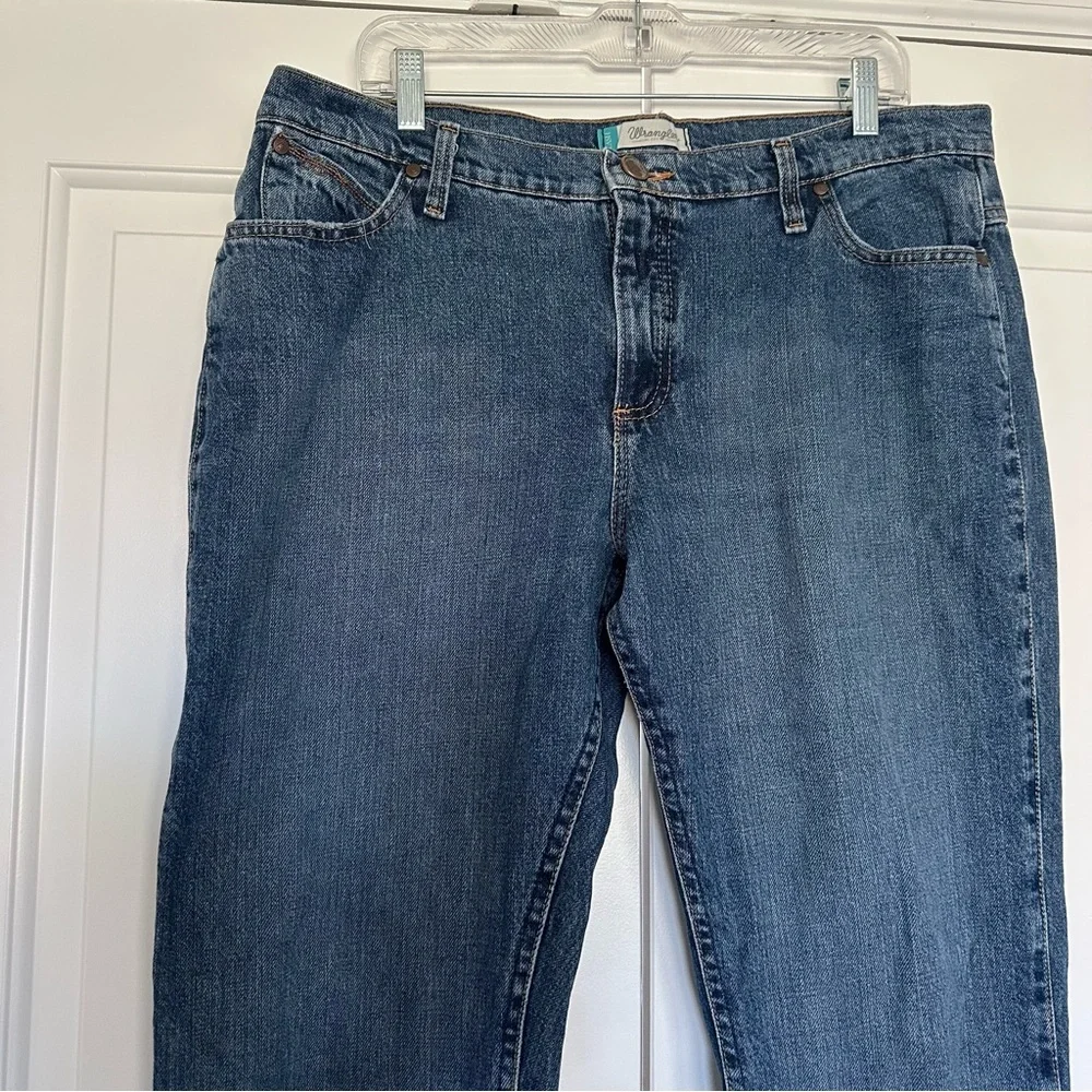 Wrangler Cash Waist Bootcut Blue Riding Jeans Womens Sz 15/16 × 34 Cowgirl Cut - Picture 6 of 10